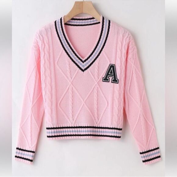 Sweaters - New Pink Striped Pattern Sweater size Small